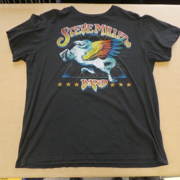 Steve Miller Band Black Graphic T-Shirt Pegasus Logo Size Large - Picture 1 of 11